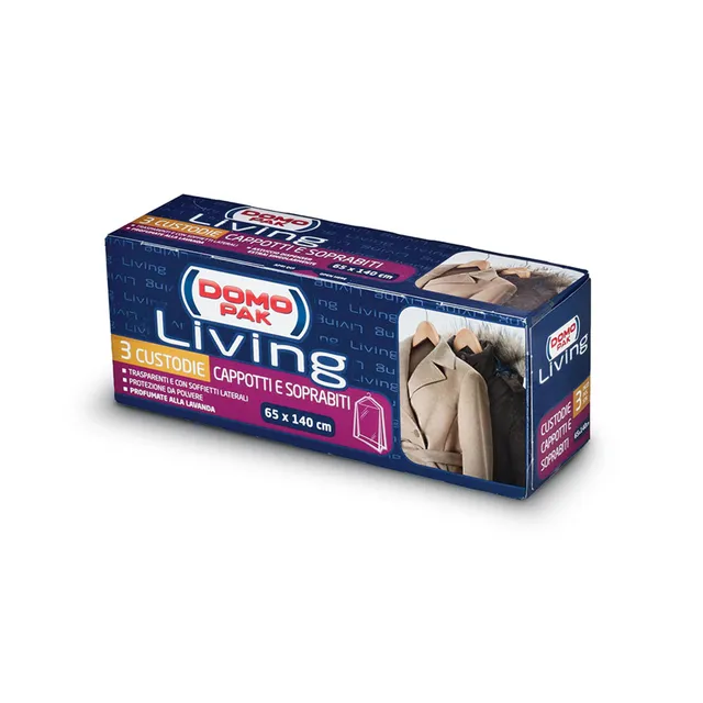 Domo Pak copriabiti antipolvere 65x140 3 pezzi lavanda