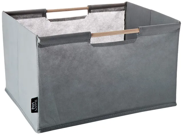 DOMO PAK Living Cesto Manici Legno 38x28x23 cm TNT
